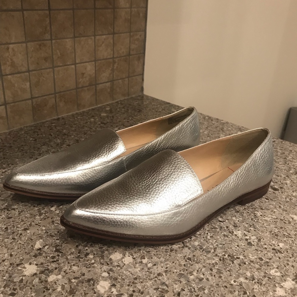 Silver Leather Loafers